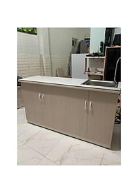 Tủ bếp nhựa đài loan có bồn và dán gạch 145x80(TPHCM)