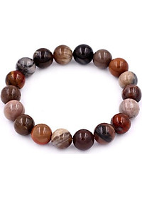 Vòng tay chuỗi hạt Gỗ Hóa Thạch 10 ly 18 hạt - hợp tất cả các mệnh