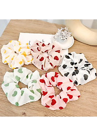 Dây buộc tóc Scrunchies vải mềm Vintage hình tim trẻ trung HD61