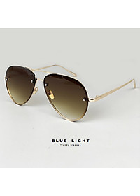 Kính Mát, Kính Râm Nam Nữ, Mắt Phi Công Gọng Khoan Càng Kim Loại Vàng, Xanh Ngọc, Nâu Trà, Mắt Phẳng Hàn Quốc, Tặng Hộp Khăn Và Phụ Kiện - BLUE LIGHT