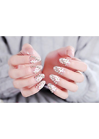 Móng tay giả nail thời trang đính đá - Bộ 24 móng