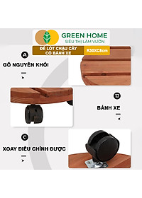 Đế Lót Chậu Cây Greenhome, R30xc8cm, Bằng Gỗ Có Bánh Xe, Thân Thiện Môi Trường, Tiện Lợi, Di Chuyển Chậu Nặng Dễ Dàng