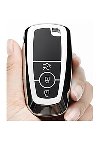 Móc khóa kèm ốp bảo vệ chìa khóa xe Ford Everest, Ranger XLS, Ford Ranger Wildtrak nhựa mềm TPU tráng gương sáng bóng