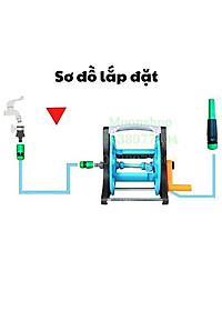 Bộ Vòi Phun Nước Tưới Cây, Rửa Xe VA223 gồm: Vòi Phun Tưới Tăng Áp + Khung Lô Cuốn Ống Dây + Phụ Kiện Khớp nối+ 20-25m Dây Dẫn Nước kết cấu 3 lớp chống xoắn, vòi phun đa năng chất lượng cao/ Hồng Thanh Garden