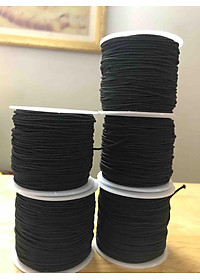 CUỘN DÂY THUN CO GIÃN TO DẦY 1MM ĐỂ XỎ VÒNG TAY BẰNG GỖ MÀU ĐEN