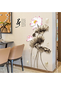 Decal dán tường Tranh dán tường Hoa Sen Xám SK9379