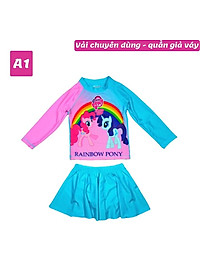 Đồ bơi bé gái tay dài hình Elsa - Pony từ 10-39kg -quần giả váy tạo kín đáo- Kiến Lửa