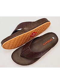  DÉP KẸP NAM DA BÒ THẬT 100% DONAVY CAO CẤP ,IN VÂN CÁ SẤU NỔI BẬT DOKB