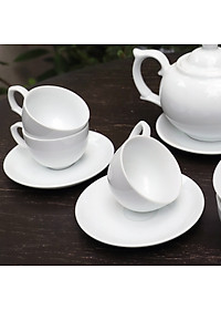 Bộ ấm bầu 2 mới trắng sứ Long Phương cao cấp dung tích 500ml