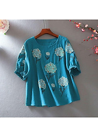 áo tay lỡ (nữ) chất đũi - hoạ tiết hoa, hàng VNXK (A17)