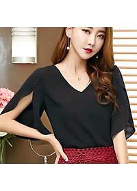 Áo kiểu chất voan cổ V sang trọng - nhiều size và màu, form dáng chuẩn thích hợp mặc đi làm, dự tiệc