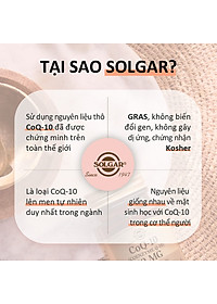 NHẬP KHẨU USA CHÍNH HÃNG - Viên uống điều hòa huyết áp, giảm nguy cơ tai biến, giảm cholesterol trong máu Solgar Vegetarian CoQ-10 60 mg