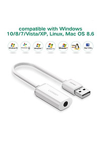 USB Sound Card - Cáp chuyển từ cổng USB ra audio 3.5mm hỗ trợ Mic và Tai Nghe Ugreen 30712 - Hàng Chính Hãng