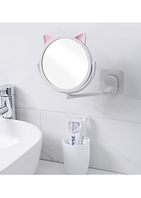Gương Tròn Trang Điểm Tai Thỏ Dán Treo Tường 14.5cm - Hàng chính hãng