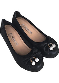 Giày nữ đế xuồng Trường Hải cao 3cm  đính bông chuông da bò thật cao cấp mềm mại đế cao su DX177