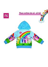 Áo khoác bé gái hình cầu vồng từ 11-43kg - Chất liệu thun cotton da cá in 3D