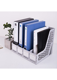 Giá Tài Liệu 4 Ngăn Đứng Deli - Nhựa PP - Ghi Xám / Đen - E9846
