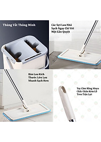 [Sạch Sẽ] [Chỉ TpHCM] Bộ Cây Lau Nhà Thông Minh KhoNCC Hàng Chính Hãng - Kèm Thùng Vắt 2 Ngăn - NLVQ-2975-BCLN (Ngẫu nhiên Màu)