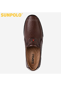 Giày Mọi Nam Da Bò SUNPOLO SU5055 Đế may khâu bền bỉ (Đen)