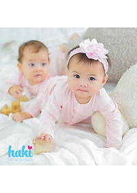 Bộ quần áo dài tay cài giữa tay raglan cho bé Haki BB010