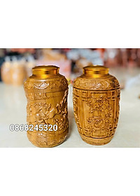 Hộp trà chè gỗ bách xanh lắp đồng cao cấp kt 20×11cm