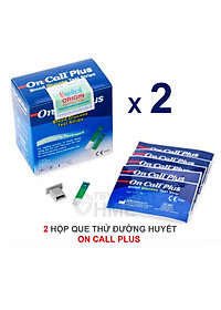 Combo 2 hộp que thử đường huyết On call plus (25 que rời/hộp) và hộp 50 kim tròn, Hàng chuẩn chính hãng, đủ tem niêm phong, nhãn phụ tiếng việt, Dat dài ít nhất 12 tháng