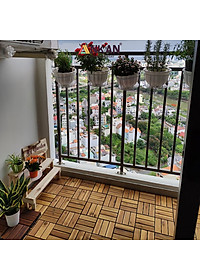 Vỉ Gỗ Lót Sàn Ban Công Thương Hiệu ANKAN Màu Nâu Vàng Loại 12 Nan, Ván Gỗ Lót Sàn Ngoài Trời, Sân Vườn, Hồ Bơi, Phòng Spa, Siêu Bền, Chịu Nước Tốt, Chống Trơn Trượt, Tiêu Chuẩn Xuất Khẩu (1 Vỉ)