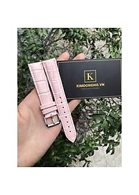 Dây đồng hồ da vân cá sấu màu hồng đủ size