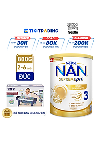 Sữa bột Nestlé NAN SUPREMEPRO 3 800g nhập khẩu Đức đạm Gentle Optipro ngừa mẫn cảm Tặng Đồ Chơi Bàn Kèm Chữ Cái (Dành cho trẻ từ 2 - 6 tuổi)