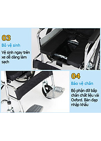 Xe lăn đa năng có bô vệ sinh, có thắng NIKITA S213-5 dành cho người khuyết tật, bệnh nhân, người già 2024