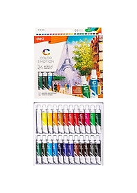Màu nước Acrylic dạng tuýp 12ml Deli - 12/24 màu - 1 hộp - EC12