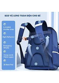 Balo chống gù cho bé đi học tiểu học form hộp đứng nhiều ngăn vải Oxford cao cấp BF18-138L