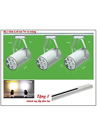 Combo 3 đèn rọi ray + 1 ray 1 mét vỏ trắng tiết kiệm năng lượng