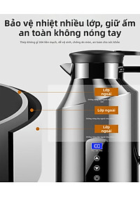 Bình Đun Nước Xe Hơi Chuyên Dùng Mẫu Mới 2026 Dung Tích 1200ML SUS304 12V/24V 200W Tự Ngắt Khi Sôi Dùng Cho Xe Tải Xe Khách Đường Dài