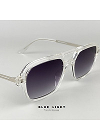 Kính Râm, Kính Mát Nam Nữ GM Dáng Vuông Nhỏ Mắt Vàng Xanh, Ombre Đen Gọng Trong Suốt - BLUE LIGHT