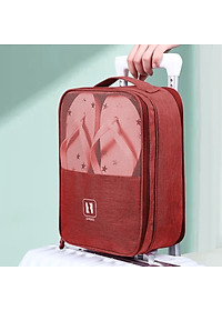 Túi Đựng Giày Dép Du Lịch 3 Ngăn Chất Liệu Chống Thấm Nước, Túi Để Giày Thể Thao Đa Năng Có Móc Gài Tay Kéo Vali Tiện Lợi - Hàng chính hãng