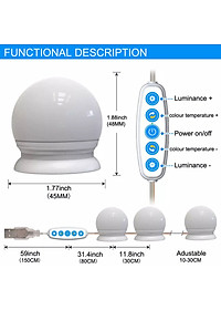Chuỗi dây đèn led gương trang điểm 10 bóng 5 màu điều chỉnh