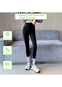 Quần Legging Nữ Dài Cạp Cao Đẹp Cao Cấp PINKAHA Nâng Mông Vải Thun Cotton Siêu Co Giãn 4 Chiều Ôm Sát
