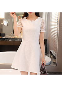 Đầm Ren Tay Ngắn Cổ Gợn Sóng DN089 MayHomes Kiểu Dáng Xinh, Gợi Cảm, Vải Bền Đẹp, Đường May Khéo Léo