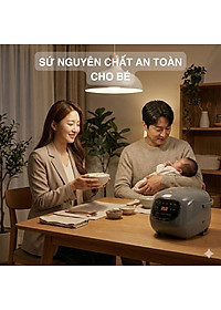 Nồi Cơm Điện Sứ Dưỡng Sinh Mishio MK365 lòng sứ nguyên chất 0.8L không chứa chất chống dính - Hàng chính hãng