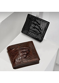 {DA CÁ SẤU THẬT} Bóp Da Cá Sấu 2 Mặt Bàn Tay Cá Sấu Màu Đen - Ví Nam Da Cá Sấu 2 Mặt Có Khoá Kéo Cao Cấp Dáng Ngang Thời Trang