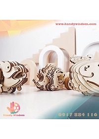 Mô hình gỗ chuyển động - Combo con nhím, tắc kè, cá voi - New Land MV05/6/7