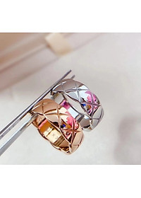 Nhẫn nam nữ titan khắc chéo phong cách 