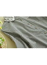 Áo sơ mi nữ Haint Boutique dáng dài thiết kế kẻ caro tay lỡ A05