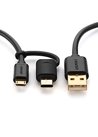 Dây Micro-USB đa năng 2 trong 1 kèm đầu chuyển USB Type C UGREEN US142 - Hàng Chính Hãng