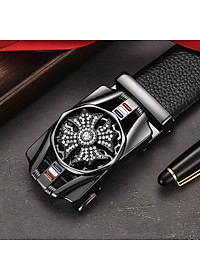 Thắt lưng nam, dây nịt nam khóa tự động dây da cao cấp bền đẹp - Thiết kế mặt xoay 360 đính đá thời thượng DXX89