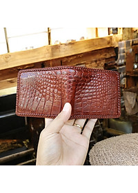 Ví Nam Da Cá Sấu. Ví 2 Mặt Đan Viền Thủ Công - Dáng Ngang Dễ Sử Dụng