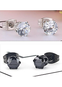 Bông Tai Nam Nữ 1 Hạt Đá  Chất Liệu Thép Titan Không Đen Không Dị Ứng TT 1689