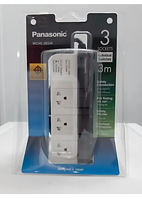 Ổ cắm Panasonic WCHG28334 3500W 3 ổ cắm 3 công tắc dây dài 3M (tặng phích chuyển MPE AD1) - Hàng chính hãng
