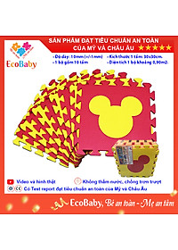Bộ 10 tấm Thảm xốp cho bé ECOBABY, thảm xốp đạt tiêu chuẩn Mỹ và Châu Âu, độ dày khoảng 1cm, kích thước 1 tấm 30x30cm - Mickey